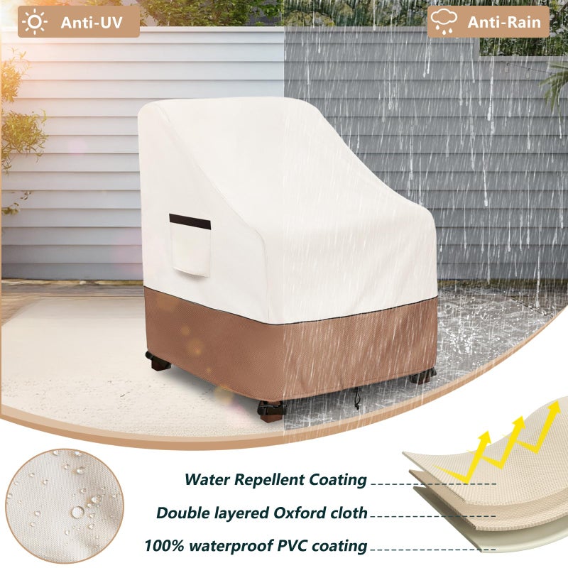 Krismile Patio Chair Covers Waterproof Outdoor Furniture Cover, All-Weather Protection Outdoor Lawn Patio Furniture Covers 2 Pack for 35"" W x 38"" D x 32"" H,Beige - Image 4